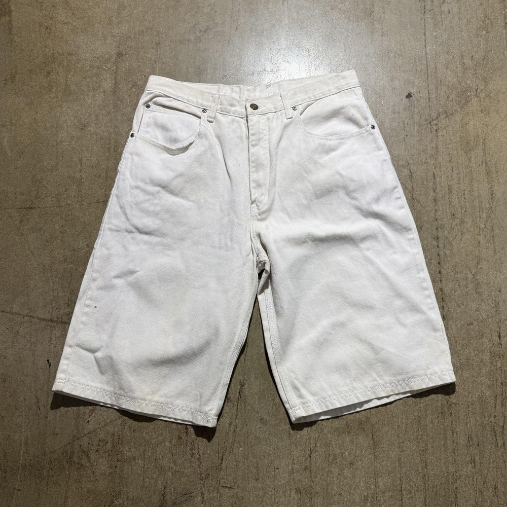 Denim Shorts Mens 34 White Bermuda Light Wash Relaxed Fit 5 Pocket Casual